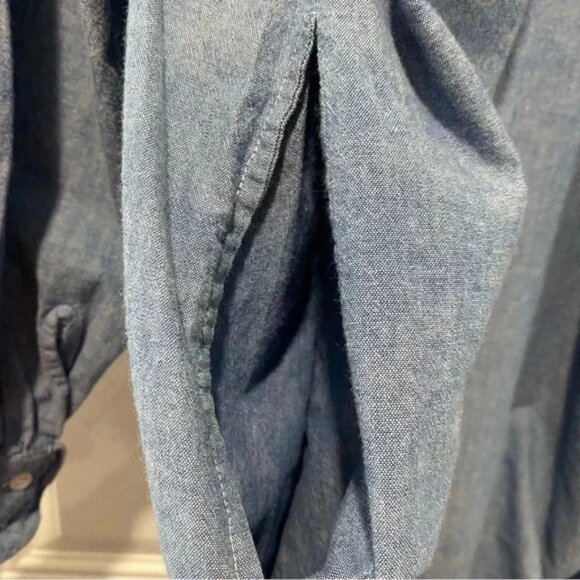 Vintage Ralph Lauren women's ruffled chambray dress mock neck long sleeves S - Picture 9 of 9